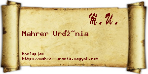 Mahrer Uránia névjegykártya